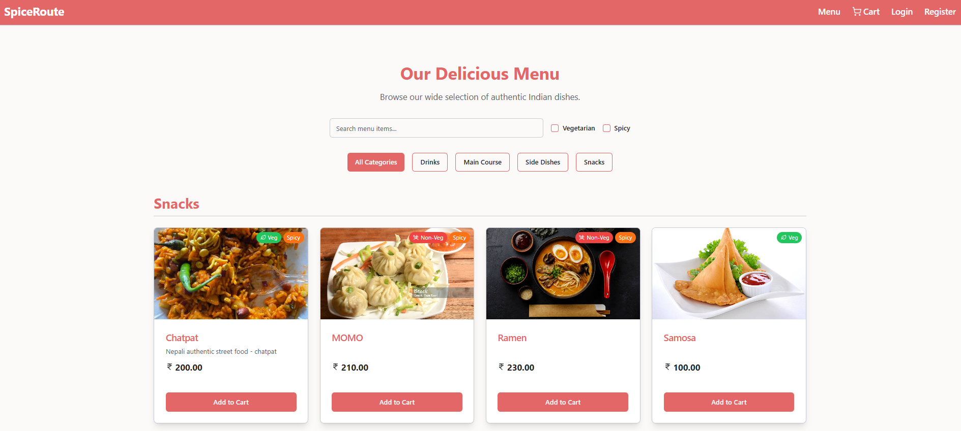 SpiceRoute - Online Indian Restaurant Platform